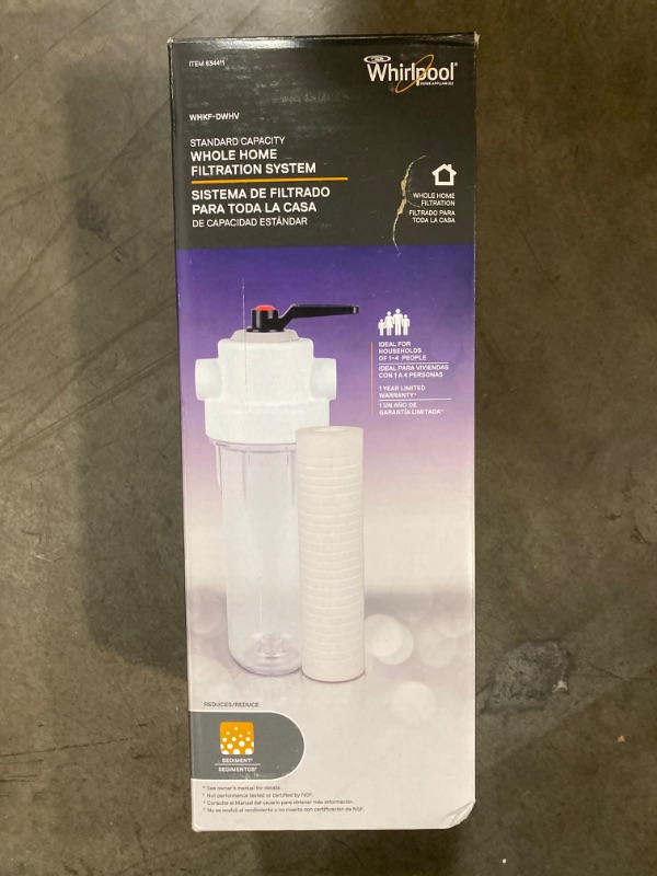 Photo 1 of Whirlpool 10" x 2.5" Whole House Water Filter System WHKF-DWHV, 3/4" Ports, Replacement Cartridge GD05 & Installation Kit Included, NSF Certified Filtration Reduces Sediment, Sand, Soil, Silt, & Rust
