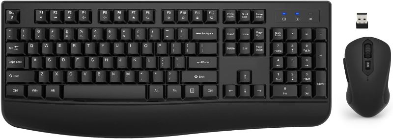Photo 1 of Wireless Keyboard and Mouse Combo, EDJO 2.4G Full-Sized Ergonomic Computer Keyboard with Wrist Rest and 3 Level DPI Adjustable Wireless Mouse for Windows, Mac OS Desktop/Laptop/PC
