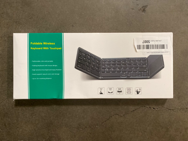 Photo 2 of Gimibox Foldable Bluetooth Keyboard, Pocket Size Portable Mini BT Wireless Keyboard with Touchpad for Android, Windows, PC, Tablet, with Rechargeable Li-ion Battery-Dark Gray

