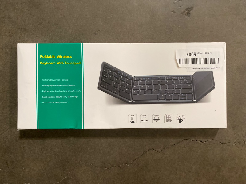 Photo 1 of Gimibox Foldable Bluetooth Keyboard, Pocket Size Portable Mini BT Wireless Keyboard with Touchpad for Android, Windows, PC, Tablet, with Rechargeable Li-ion Battery-Dark Gray
