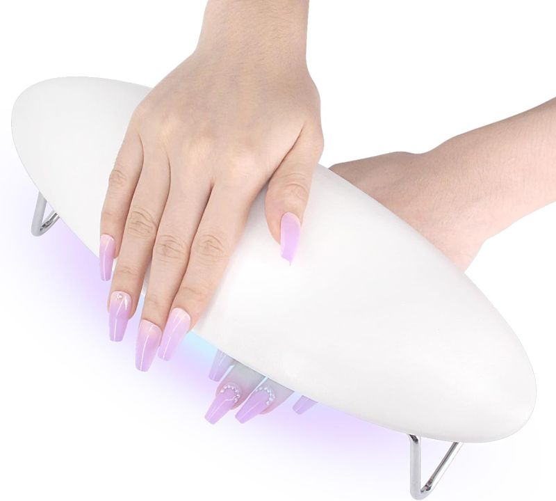 Photo 1 of 2 in 1 Nail Arm Rest UV LED Nail Lamp,Soft Manicure Hand Rest Pillow Nail Lamp,48W Nail UV Light for Curing Gel Polish,24PCS LED Light Beads Nail Dryer for Nails Salon Home DIY (White)
