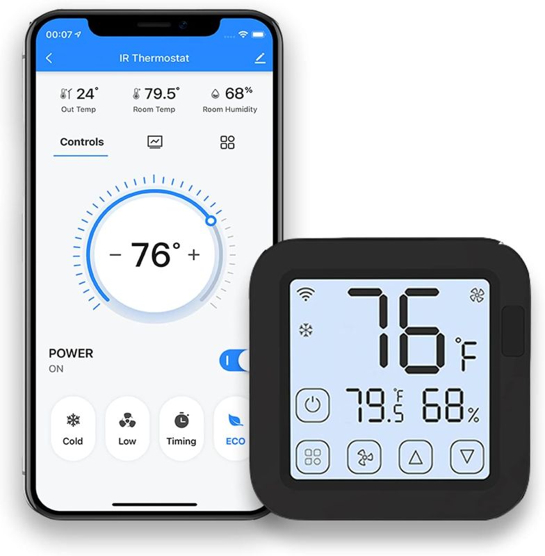 Photo 1 of MoesGo WiFi Smart Air Conditioner Controller, LCD Screen Touch, Smart Thermostat for Mini Split, Window & Portable AC, Built-in Temperature and Humidity Sensor, Voice Control Alexa and Google Home
