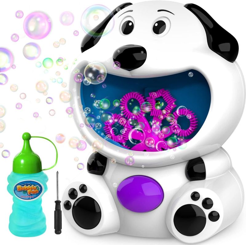 Photo 1 of Kid Odyssey Bubble Machine, Dog Bubble Blower with 4 fl oz Bubble Solution Refill, Non-Toxic Bubbles for Kids, Automatic Bubble Machine for Parties, Bubble Toys for Indoor Outdoor

