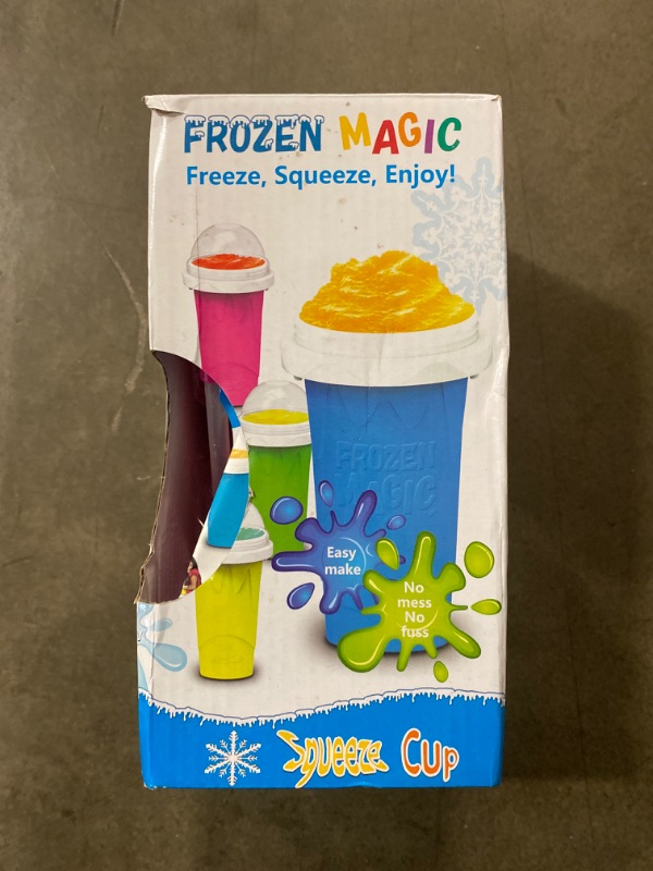 Photo 2 of Slushy Maker Cup Slushie Cup Maker Milk Cola Juice Squeeze Cup Frozen Magic Quick Freeze Cup Cooling Cup Smoothies Cup with Lids and Straws for All Age (Blue)
