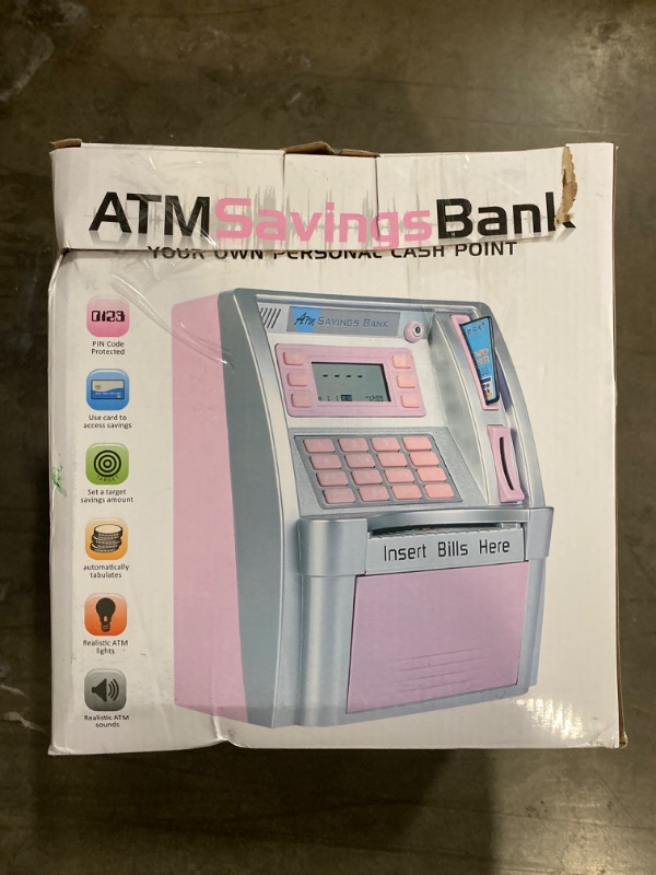 Photo 2 of 2023 Upgraded ATM Piggy Bank for Real Money for Kids Adults,Toy Money Bank with Card,Password,Coin Recognition,Bill Feeder,Balance Calculator,Electronic Money Safe Coin Box,Hot Gift for Boys Girls
