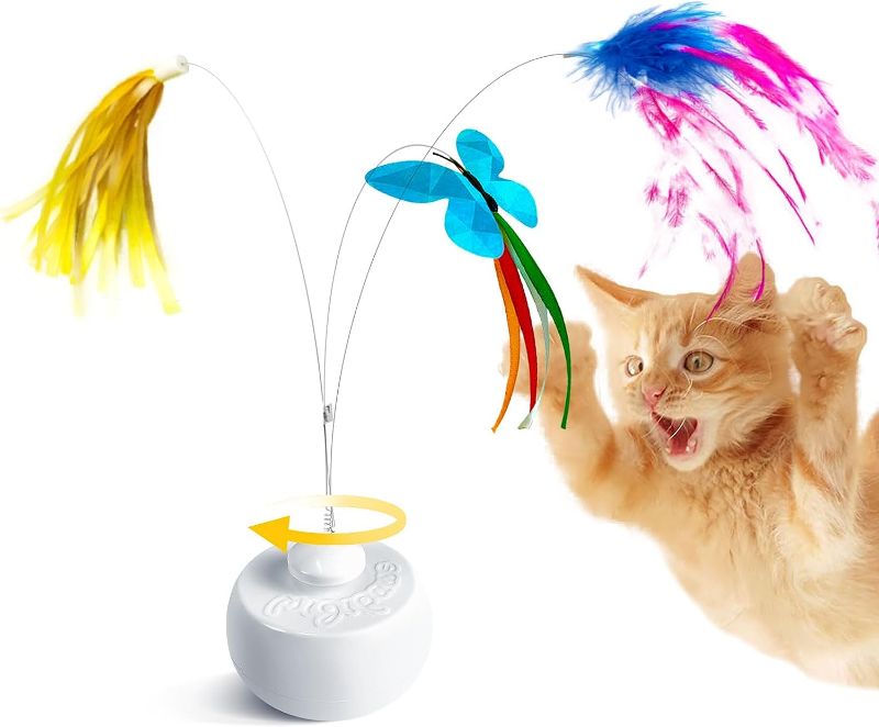 Photo 1 of Migipaws Cat Toys Interactive Butterfly Feather Mice Spin with Smart Rolling Ball for Indoor Kittens Self Play Automatic Sensing Kitty Teaser Wand 3 Refills
