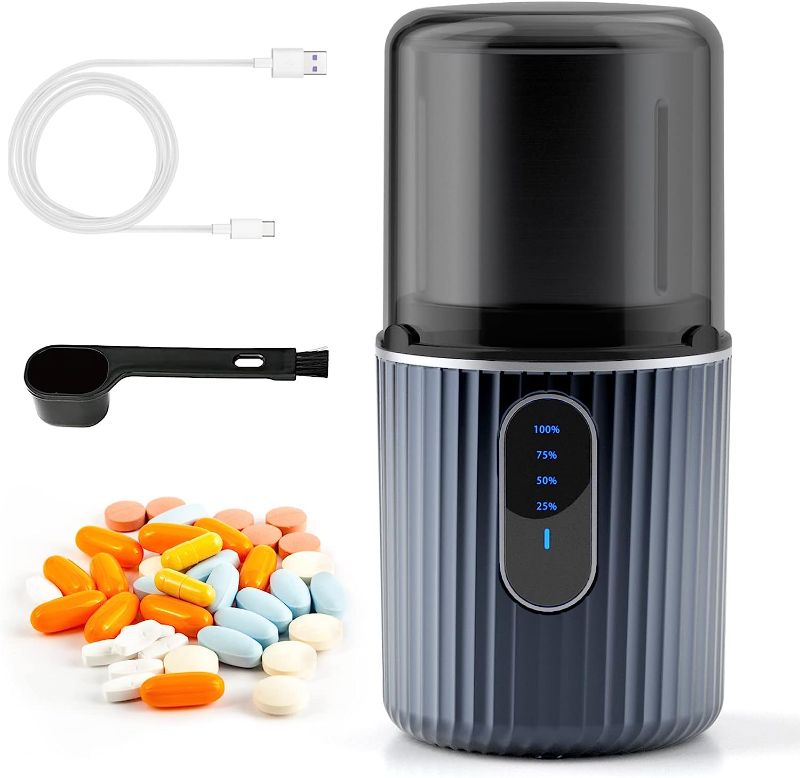 Photo 1 of Cordless Electric Pill Crusher Grinder Pulverizer - Grind and Pulverize Multiple Pills, Small and Large Medication and Vitamin Tablets to Fine Powder - Removable Grinding Cup for Easy Cleaning
