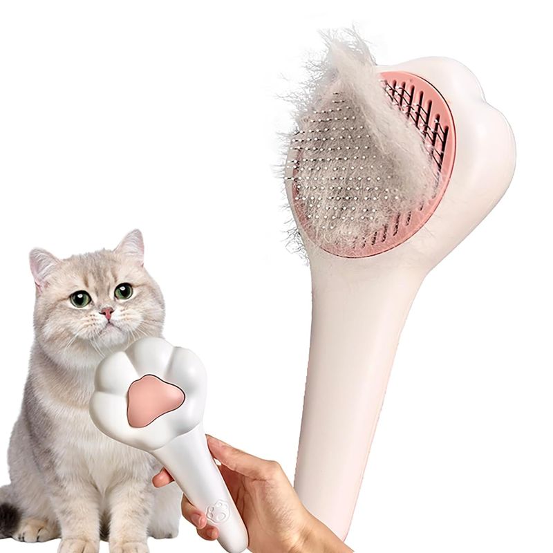 Photo 1 of FDIDY Cat Brush with Release Button Self-Cleaning and Skin-Friendly Grooming and Shedding Tool for Long and Short Haired Cats & Dogs, 140° Comb Teeth, Removes Loose Undercoats and Promotes Healthy Fur
