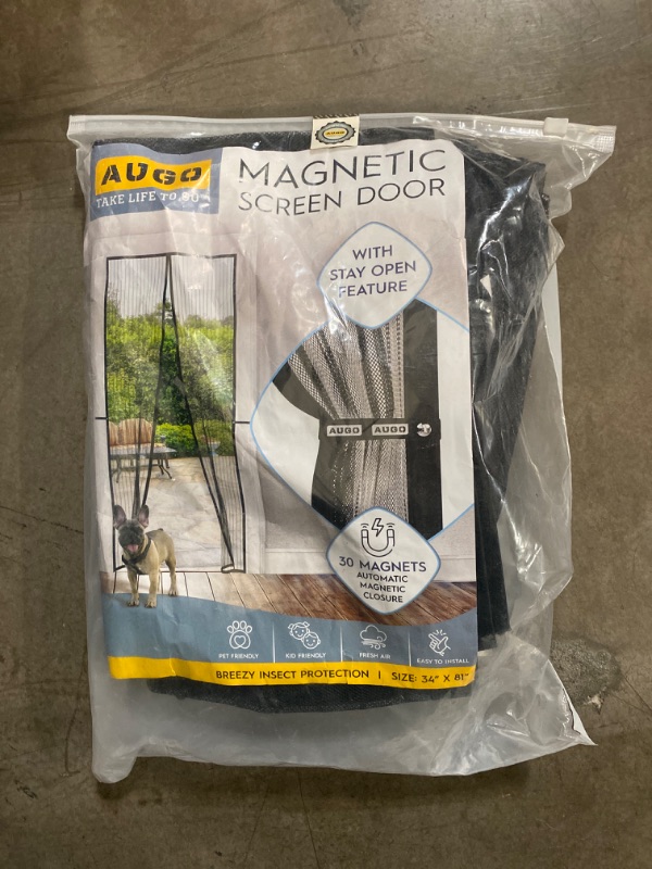 Photo 2 of AUGO Magnetic Screen Door - Self Sealing, Heavy Duty, Hands Free Mesh Partition Keeps Bugs Out - Pet and Kid Friendly - Patent Pending Keep Open Feature - 34 Inch x 81 Inch
