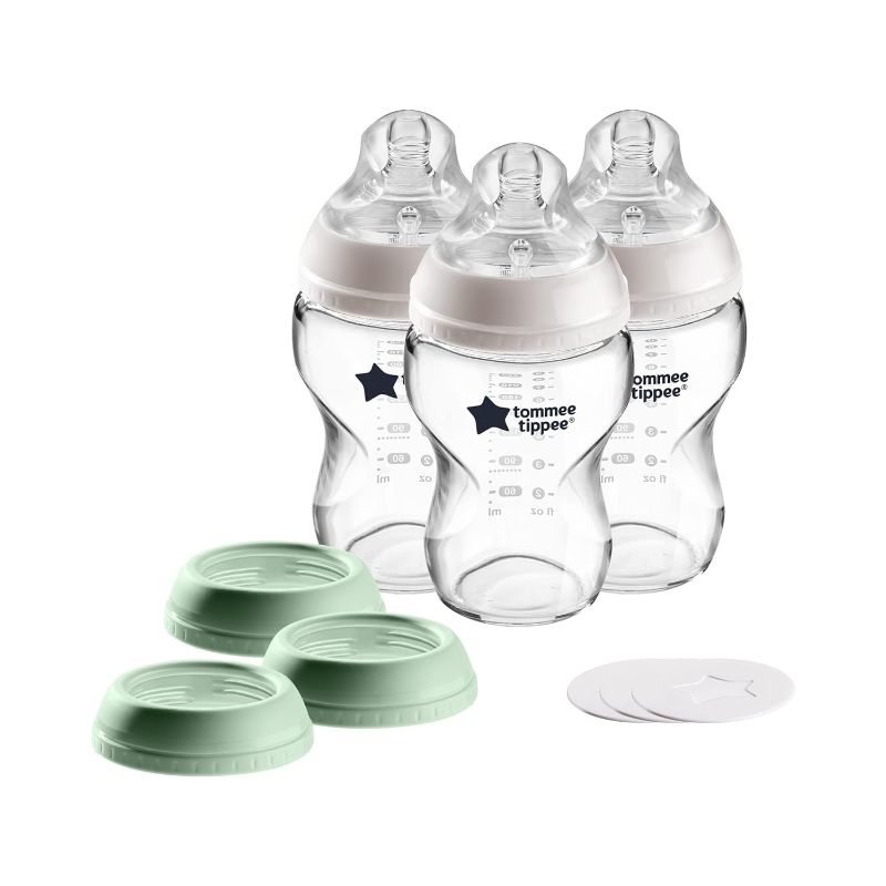 Photo 1 of Tommee Tippee Closer to Nature 3 in 1 Convertible Glass Baby Bottles, Anti-Colic Valve – 9-Ounce, 3 Count
