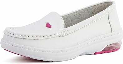 Photo 1 of MaxMuxun Women's Non Slip Nursing Shoes Leather Comfortable Slip on Flat Shoes Loafers for Restaurant Work
-8-
