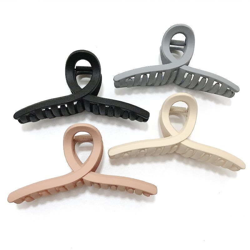 Photo 1 of Nalodu 4.3 Inch Hair Claw Clips Large No Slip Big Matte Jaw Butterfly Clip for Thin Fine Thick Hair Women and Girls, 4 Pack
