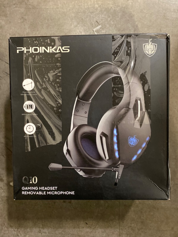Photo 2 of PHOINIKAS Wireless Gaming Headset with Microphone, G9000 2.4G Wireless Headset for PC PS4 PS5 Switch, Over Ear Headphones with 7.1 Stereo Sound, 3.5mm Wired Gaming Headset for Laptop/Phone/Tablet
