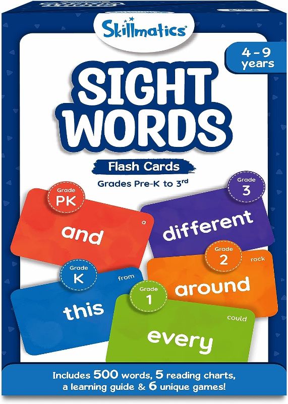 Photo 1 of Skillmatics Flash Cards - 500 Sight Words, for Preschool (Pre-K), Kindergarten,1st, 2nd, 3rd Grade, Includes The Dolch & Fry Word List & 6 Unique Games
