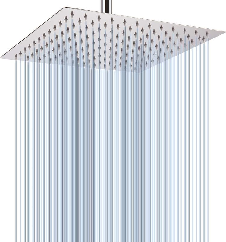 Photo 1 of Rain Shower Head - Voolan High Flow Large Rainfall Shower Head Made of 304 Stainless Steel - Perfect Replacement For Your Bathroom Showerhead (12" Chrome)
