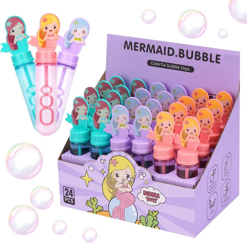 Photo 1 of Mermaid Party Favors Bubble Wands for Kids Under The Sea Party Favors Ocean Birthday Party Supplies Bubble Blowing Toys 24PCS
