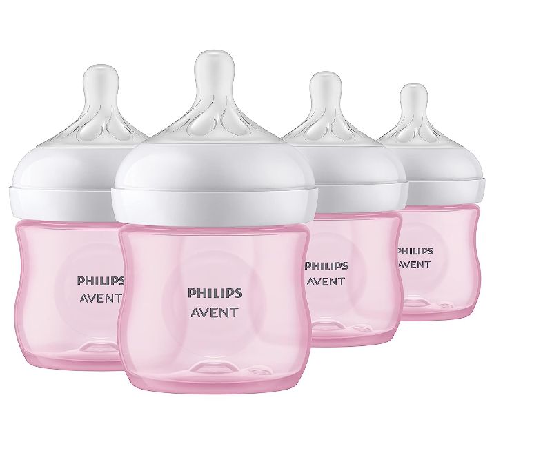 Photo 1 of Philips AVENT Natural Baby Bottle with Natural Response Nipple, Pink, 4oz, 4pk, SCY900/14
