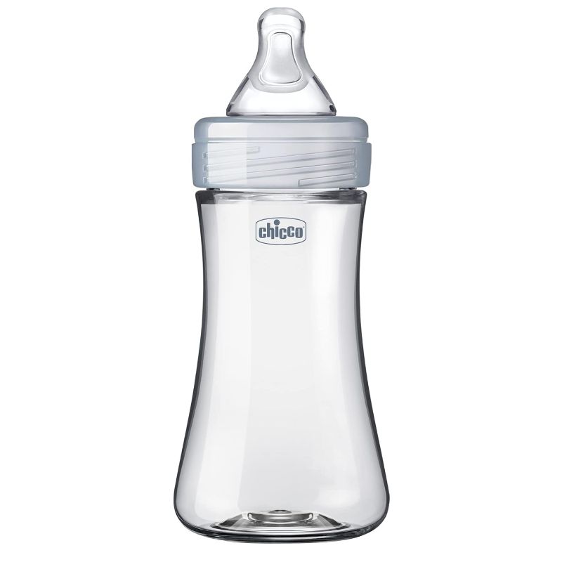 Photo 1 of Chicco Duo 9oz. Hybrid Baby Bottle with Invinci-Glass Inside and Plastic Outside | Dishwasher, Bottle Warmer, and Electric Sterilizer Safe | Intui-Latch Nipple | Clear/Grey
