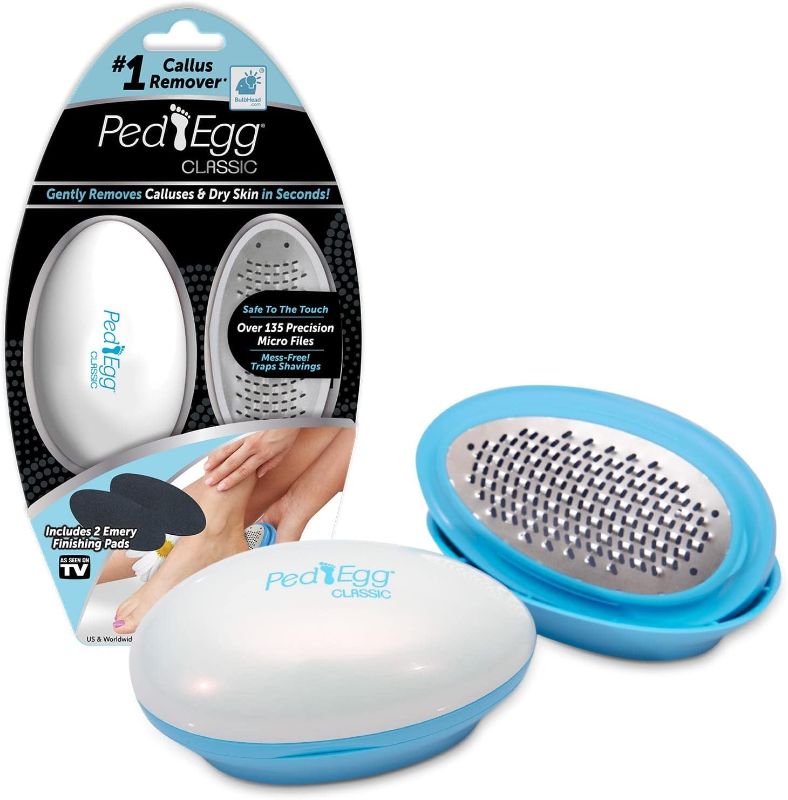 Photo 1 of Ped Egg Classic Callus Remover, As Seen On TV, New Look, Safely and Painlessly Remove Tough Calluses & Dry Skin to Reveal Smooth Soft Feet, 135 Precision Micro-Blades, Traps Shavings Mess-Free
