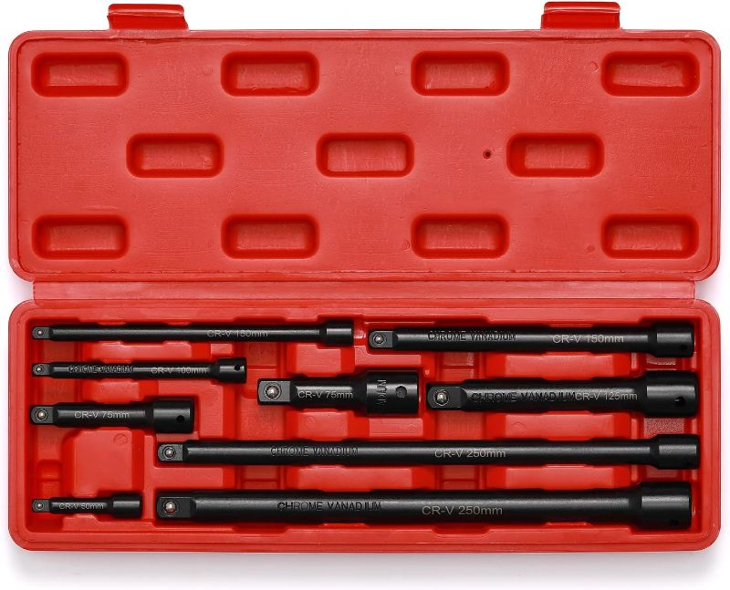 Photo 1 of EMENTOL 9PCS Impact Extension Bar Set, 1/4", 3/8" and 1/2" Drive Socket Extension Set, CR-V Steel, Ext. bar
