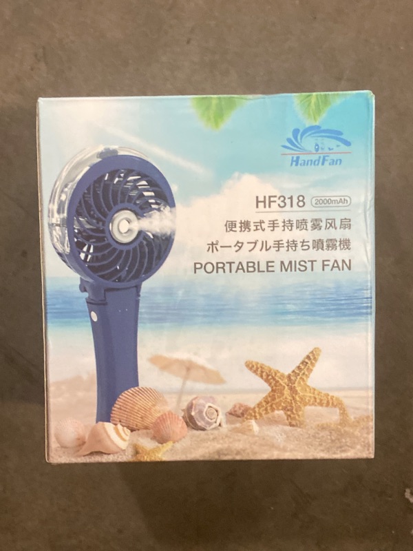 Photo 2 of HandFan Portable Handheld Misting Fan, Rechargeable Personal Mister Fan, Battery Operated Spray Water Mist Fan, Foldable Mini Cooling Fans for Makeup Travel, Beach, Outdoors(Royal Blue)
