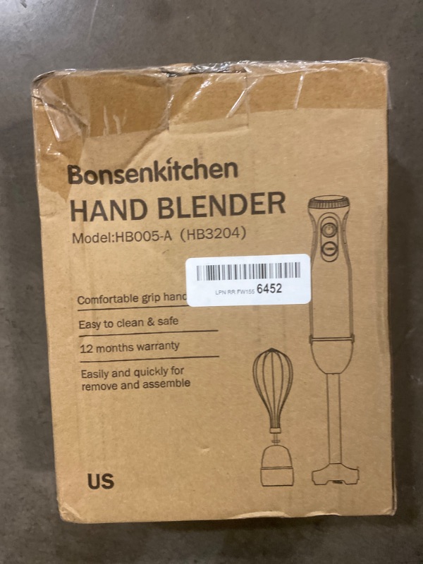 Photo 2 of Amazon Basics Multi-Speed Immersion Hand Blender with Attachments - White
