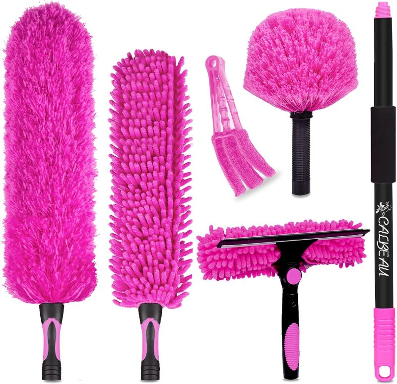 Photo 1 of 15 Foot Dusters for Cleaning, Duster with Extension Pole 7-15ft, 12 PCS Microfiber Feather Duster Used for Cleaning Ceiling Fan,High Window, Sofa, Cobweb Duster for Women
