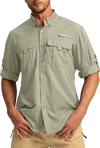 Photo 1 of Men's Sun Protection Fishing Shirts Long Sleeve Travel Work Shirts for Men UPF50+ Button Down Shirts with Zipper Pockets
(XL)