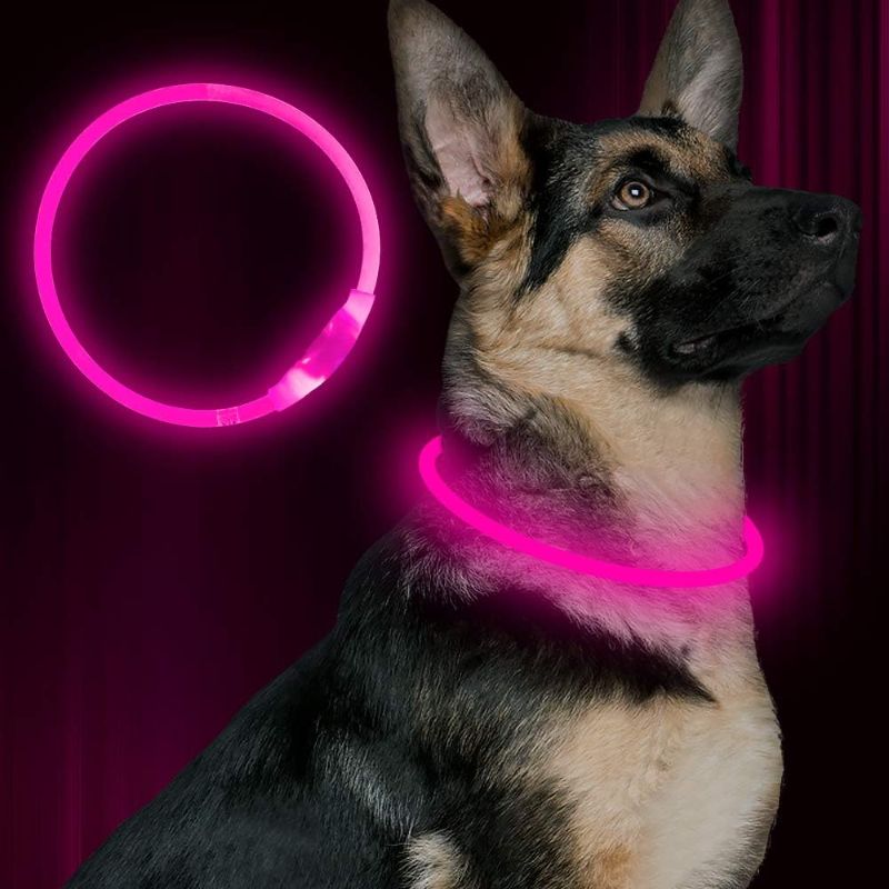 Photo 1 of BSeen LED Dog Collar, USB Rechargeable, Glowing pet Dog Collar for Night Safety, Fashion Light up Collar for Small Medium Large Dogs (Pink)

