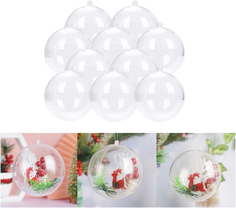Photo 1 of ZUOVAOV Fillable Plastic Decorative Balls - 10PCS (3.14"/80mm), DIY Christmas Tree Decoration Balls, Clear Transparent Ball Decoration Balls
