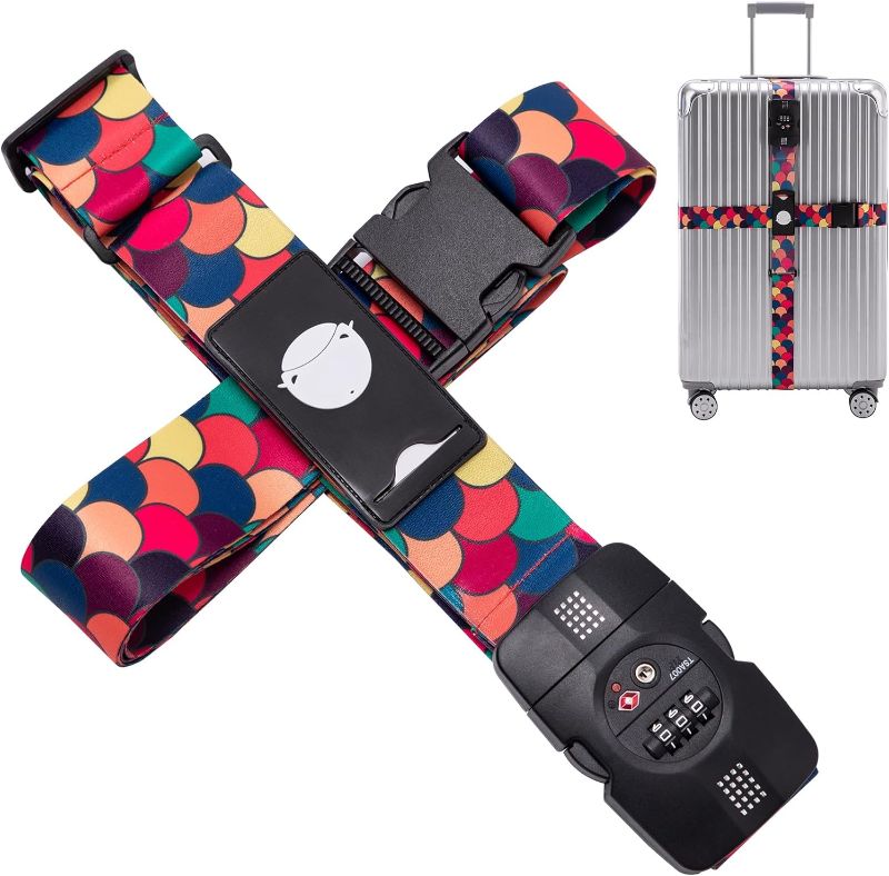 Photo 1 of Travelkin Cross Luggage Straps TSA Approved,Adjustable Travel Suitcase Belts Fit 18-32 inch Suitcase (Scales of Dragon)
