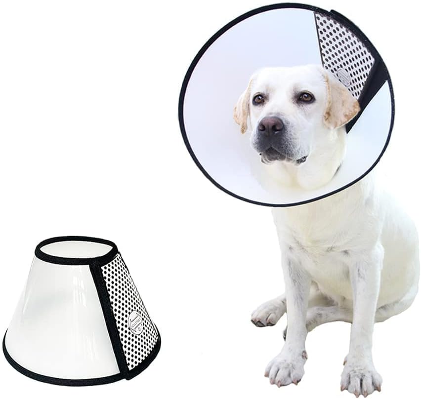 Photo 1 of SVRCK Dog Cone Collar Adjustable Protective Collars for Pet Dog Cat Recovery E-Collar Anti-Bite Lick Surgery or Wound Healing Soft Edge Neck Cone for Small/Medium/Large Dog (L)
