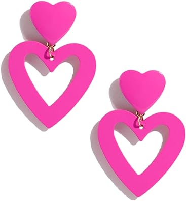 Photo 1 of PopTopping Double Heart Earrings Dangling Heart Drop Earrings For Women Love Heart Dangle Earrings Valentine's Day Mother's Day Gift
