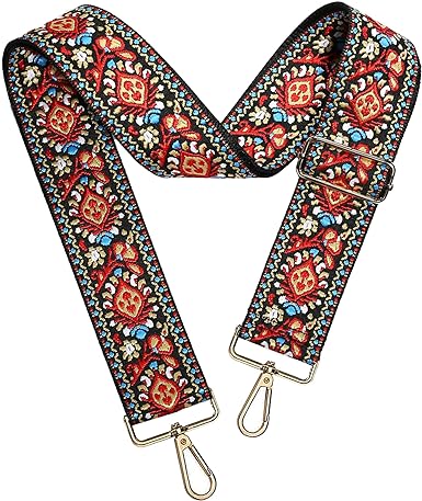 Photo 1 of Purse Straps Replacement Crossbody, Bag Strap Guitar Straps for Handbags, Shoulder Strap for Bag with Embroidery Pattern
