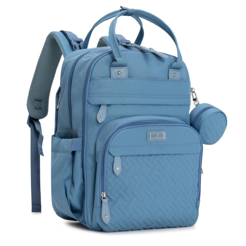 Photo 1 of BabbleRoo Diaper Bag Backpack - Baby Essentials Travel Tote - Multi function Waterproof Diaper Bag, Travel Essentials Baby Bag with Changing Pad, Stroller Straps & Pacifier Case - Unisex, Light Blue

