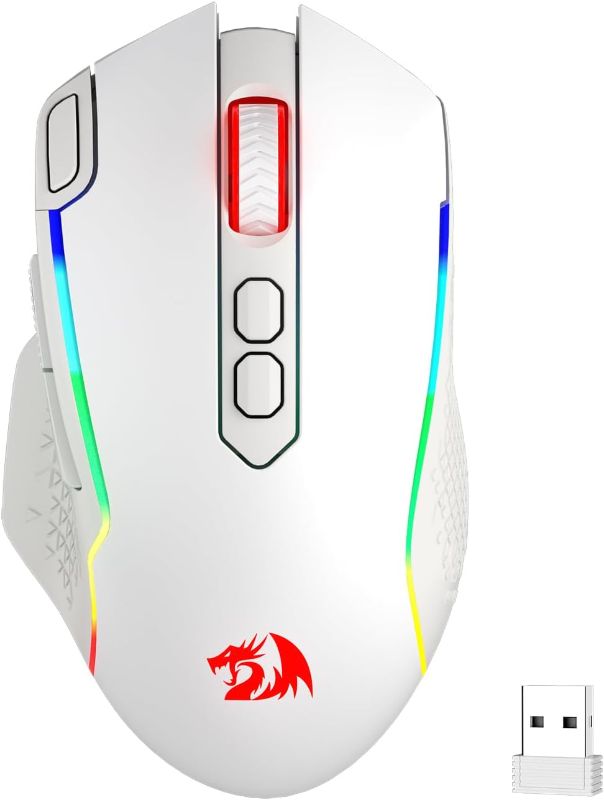 Photo 1 of Redragon M810 Pro Wireless Gaming Mouse, 10000 DPI Wired/Wireless Gamer Mouse w/Rapid Fire Key, 8 Macro Buttons, 45-Hour Durable Power Capacity and RGB Backlit for PC/Mac/Laptop
