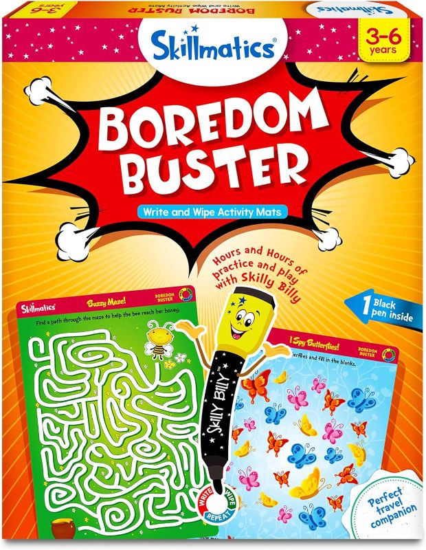 Photo 1 of Skillmatics Educational Game - Boredom Buster, Reusable Activity Mats with Dry Erase Marker, Gifts, Travel Toy, Ages 3 to 6

