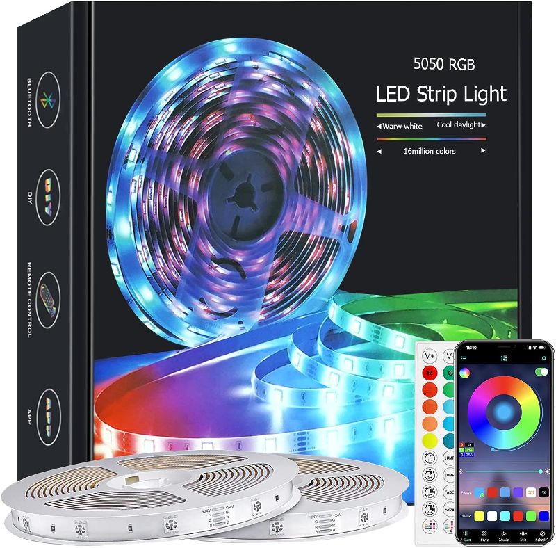 Photo 1 of 130ft Led Lights for Bedroom, Lxyoug APP Control Music Sync Color Changing,Ultra Long RGB 5050 Led Strip Lights with 44Keys IR Remote for Christmas Room Home Decoration
