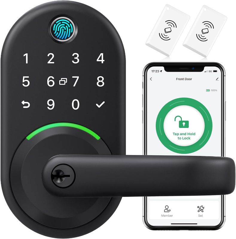 Photo 1 of Smart Door Handle Lock with Keypad: Yamiry Fingerprint Smart Lock - Keyless Entry Door Lock for Front Door - Digital Door Lock - WiFi Door Lock with APP - Genarate Passcode Remotely - DIY Installation
