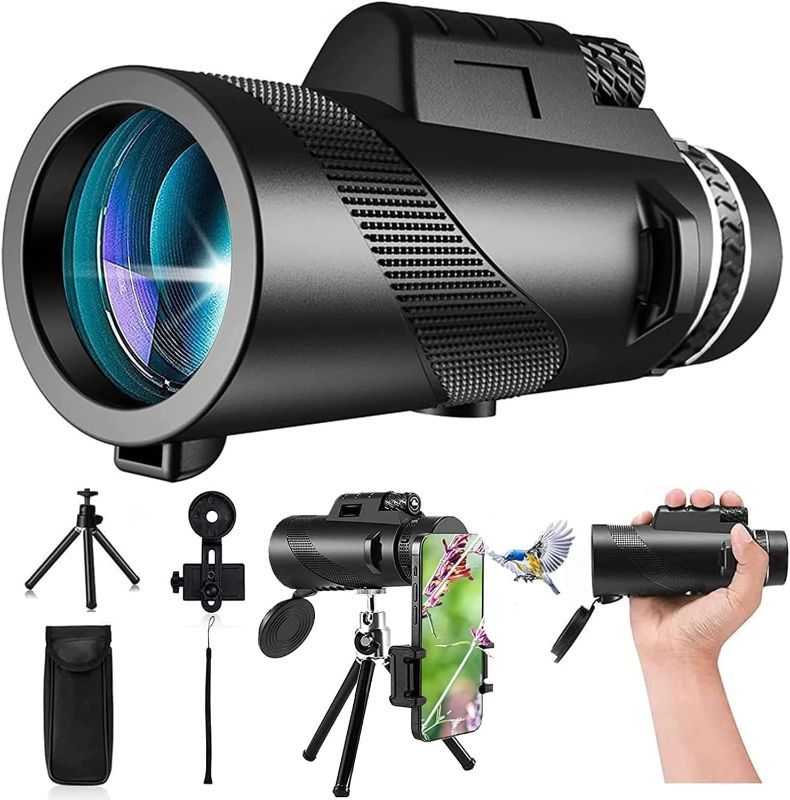 Photo 1 of PhysioPhyx 80x100 Monocular-Telescope High Powered for Smartphone Monoculars for Adults High Definition for Stargazing Hunting Wildlife Bird Watching Travel Camping Hiking
