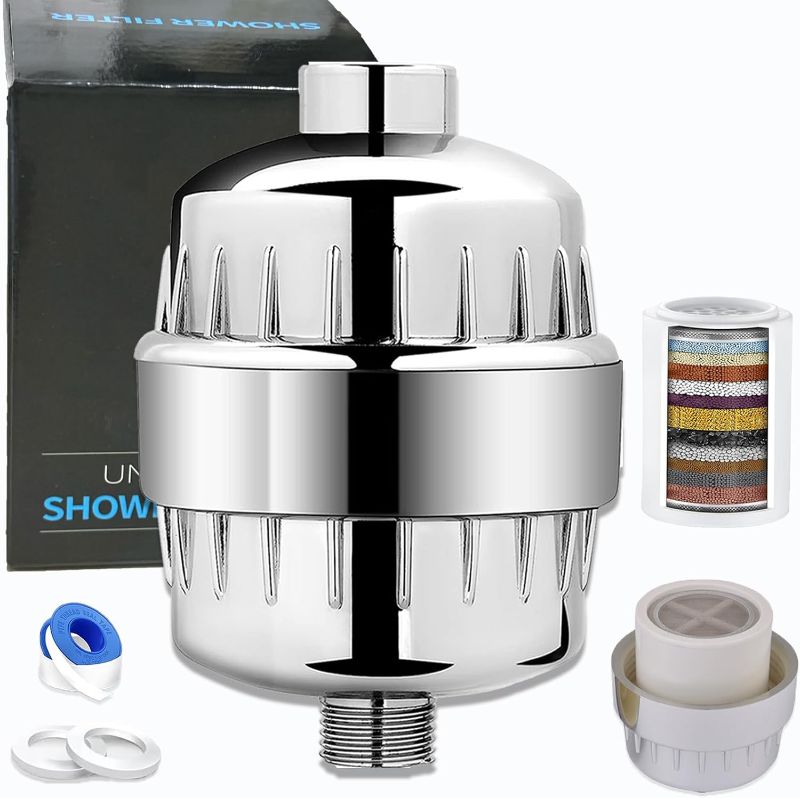 Photo 1 of Shower Filter for Hard Water,Shower Head Filter with High Output 20 Stage,Remove Chlorine and Heavy Metals, Reduces Dry Skin and Hair Replaceable Cartridges
