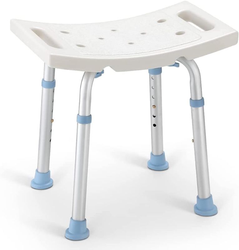 Photo 1 of OasisSpace Shower Chair, Adjustable Bath Stool Chair for Inside Shower - Tool Free Anti-Slip Bench Bathtub Stool Seat with Durable Aluminum Legs for Elderly, Senior, Handicap & Disabled
