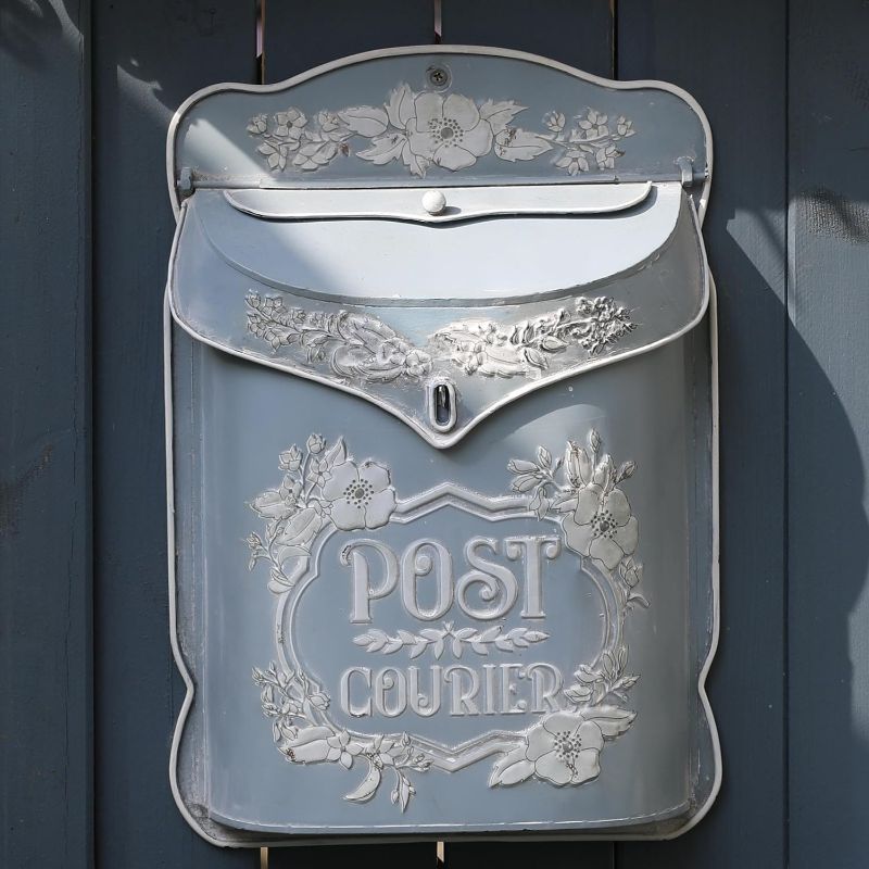 Photo 1 of BIG FORTUNE Mailbox Wall Mount Mailboxes for Outside Vintage Mailbox Mail Boxes/Wall Mount OutsideBlue Home Decor Metal Mailbox Garden Outdoor Decoration Crafts Flower Patter
