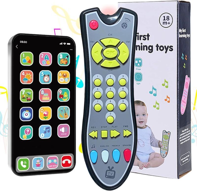 Photo 1 of Baby Phone Remote Control Toy: Baby Cell Phone Toy Baby Remote Fake Phones Toy TV Remote Control for Baby Smartphone for Kids - Kids Phone and TV Remote Control Bundle with Music for Toddlers 1-3
