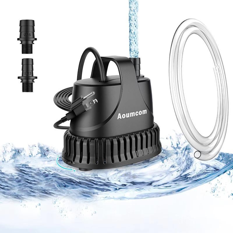 Photo 1 of Aoumcom 200GPH Submersible Water Pump, 10W Water Fountain Pump, Aquarium Pump, 750L/H Water Pump with 7ft Power Cord for Garden Fountain, Water Table, Waterfall, Fish Tank, Pond, Hydroponics
