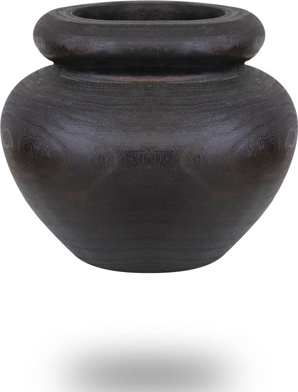 Photo 1 of NAMAII Black Wooden Vase for Decor, Large Boho/Rustic/Farmhouse Decor Flower Vase for Home Countertop, Shelf, Centerpiece and Table Deocration(8 * 8 * 7.3 in)
