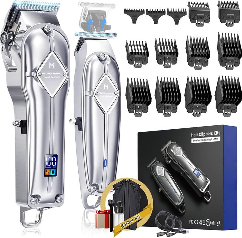 Photo 1 of Limural Professional Hair Clippers and Trimmer Kit for Men - Cordless Barber Clipper + T Blade Outliner, Complete Hair Cutting Kits with 13 Premium Guards, LED Display, Taper Lever & 5 Hrs Runtime
