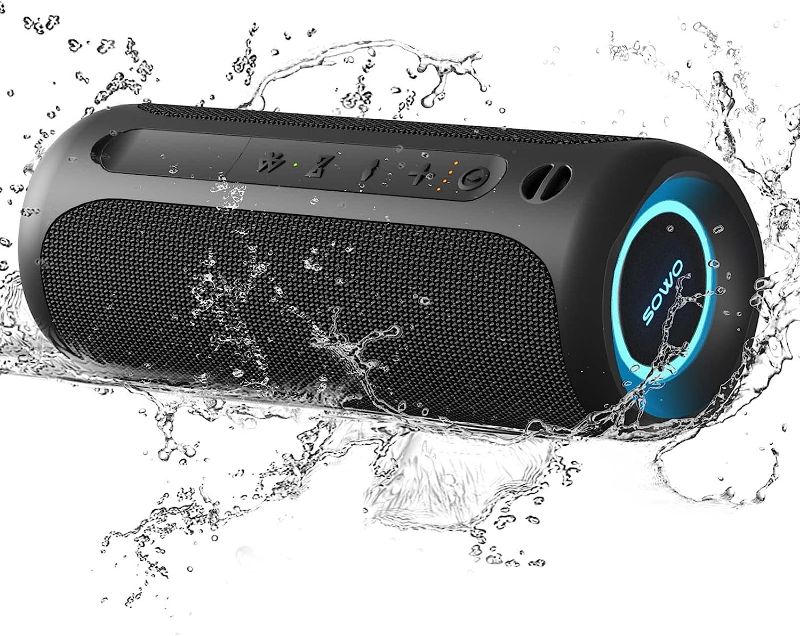 Photo 1 of Portable Speaker, Wireless Bluetooth Speaker, IPX7 Waterproof, 25W Loud Stereo Sound, Bassboom Technology, TWS Pairing, Built-in Mic, 16H Playtime with Lights for Home Outdoor - Black
