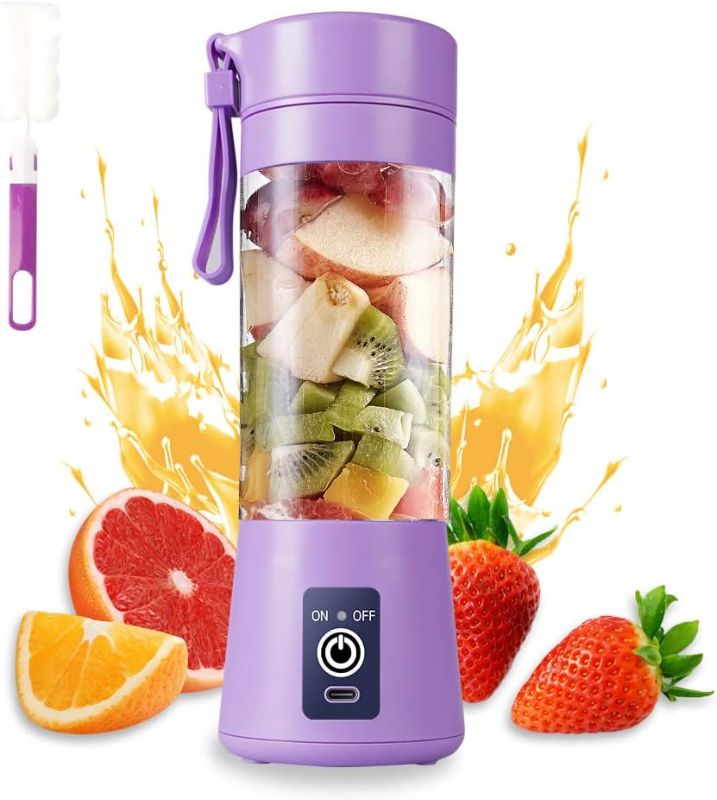 Photo 1 of Portable Blender Cup,Electric USB Juicer Blender,Mini Blender Portable Blender For Shakes and Smoothies, juice,380ml, Six Blades Great for Mixing,light purple
