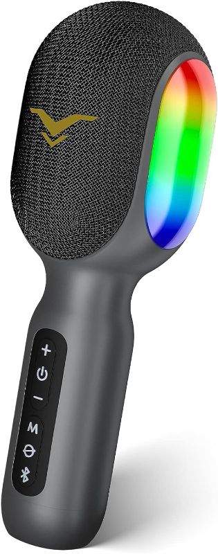 Photo 1 of Wireless Bluetooth Karaoke Microphone, 5-in-1 Portable Handheld Mic Speaker with Dynamic RGB Lights, Mini Karaoke Machine for Car Travel Home Party, Music Recording, Duet Singing, Gift for Kids Adults
